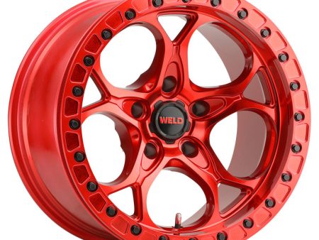 Weld Off-Road W906 17X10 Ledge Beadlock 5X127 ET-25 BS4.50 Candy Red   Red Ring 71.5 For Sale