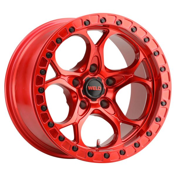 Weld Off-Road W906 17X10 Ledge Beadlock 5X127 ET-25 BS4.50 Candy Red   Red Ring 71.5 For Sale