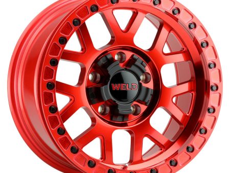 Weld Off-Road W905 17X9 Cinch Beadlock 5X127 5X139.7 ET-12 BS4.50 Candy Red   Red Ring 87.1 on Sale