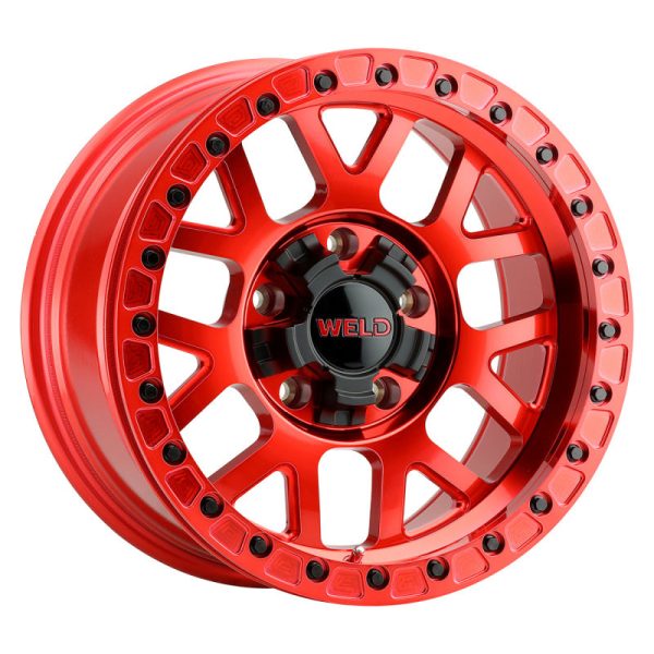 Weld Off-Road W905 17X9 Cinch Beadlock 6X135 6X139.7 ET-12 BS4.50 Candy Red   Red Ring 106.1 Online Hot Sale