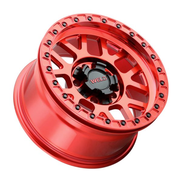 Weld Off-Road W905 17X9 Cinch Beadlock 5X127 5X139.7 ET-12 BS4.50 Candy Red   Red Ring 87.1 on Sale