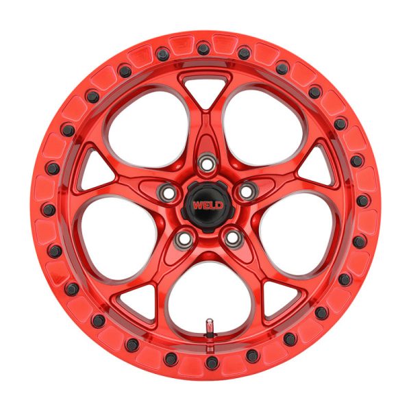 Weld Off-Road W906 17X10 Ledge Beadlock 5X127 ET-25 BS4.50 Candy Red   Red Ring 71.5 For Sale