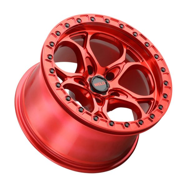 Weld Off-Road W906 17X10 Ledge Beadlock 5X127 ET-25 BS4.50 Candy Red   Red Ring 71.5 For Sale